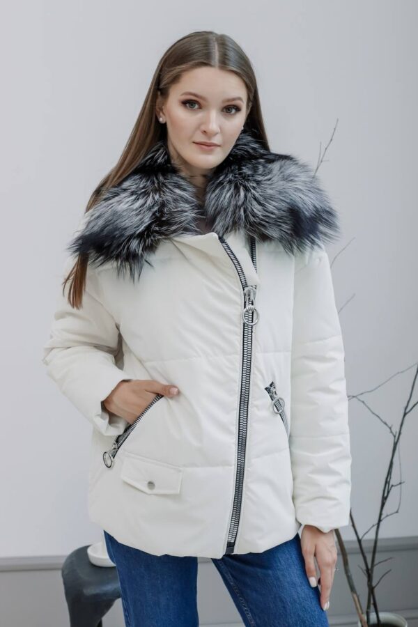 Куртка женская 94-2023 с мехом чернобурки